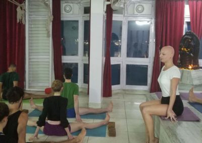 Teaching Yoga Upavista Konasana in Rishikesh, India